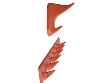 Percha de pared vintage de plástico naranja de la era espacial con 4 ganchos, RDA, años 70