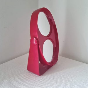Vintage Pop art Memphis Milano style table mirror in a plastic frame