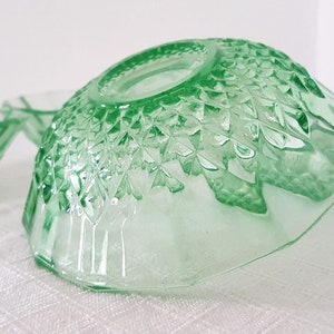 Vintage set of 4 green glass small  bowls Czech  glass 80s
