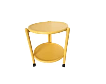 Vintage trolley solid wood folding table with two trays One tray rotates