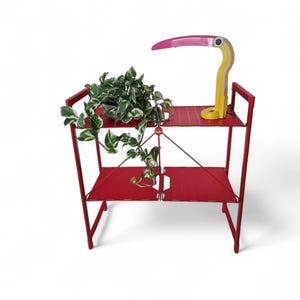 Vintage Memphis Milano red folding shelf Hailo in metal and plastic