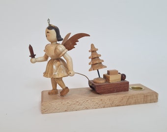 Vintage retro Erzgebirge candlestick angel German retro Сhristmas decor 80s