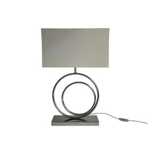 Vintage Mid century modern Chrome Geometric Table Lamp with Cream Lampshade