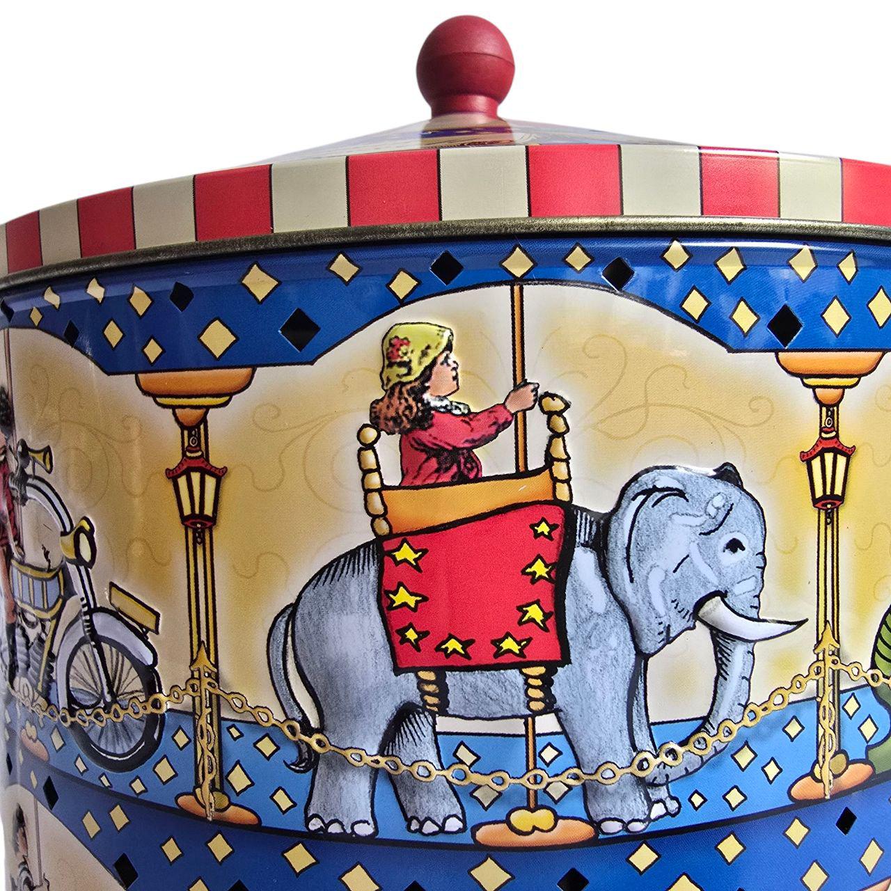Vintage Lebkuchen Schmidt Musical Carousel Tin, Plays Que Sera