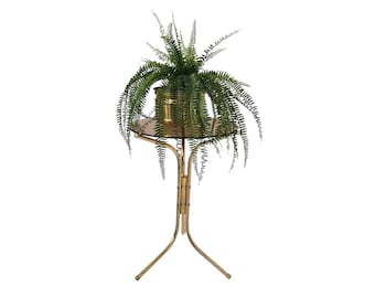 Vintage Mid Century Modern brass and smoky glass Table/flower holder