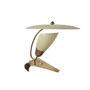 Vintage lovely Rare Midcentury Brass and Glass Table Lamp, Italy, 1950s