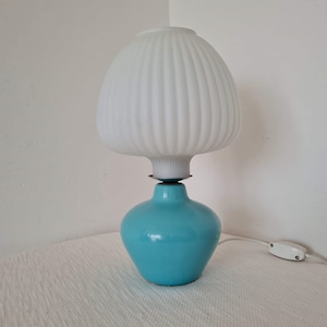 Vintage lamp glass and ceramic table lamp 70&#39;s