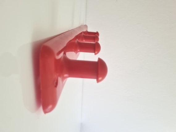 Vintage Space Age Red Plastic Wall Hanger 4 Hooks Etsy UK