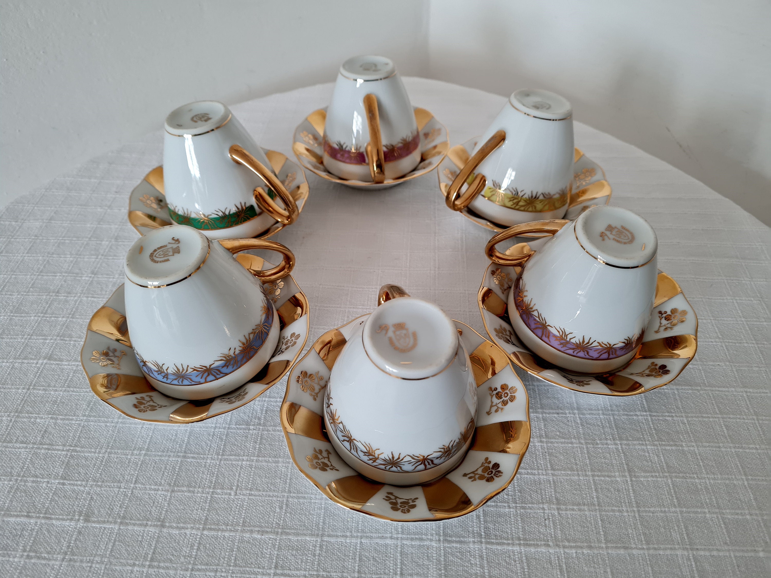 Vintage Coffee Czech Porcelain Set 6 Cups and 6 Saucers Made in ...