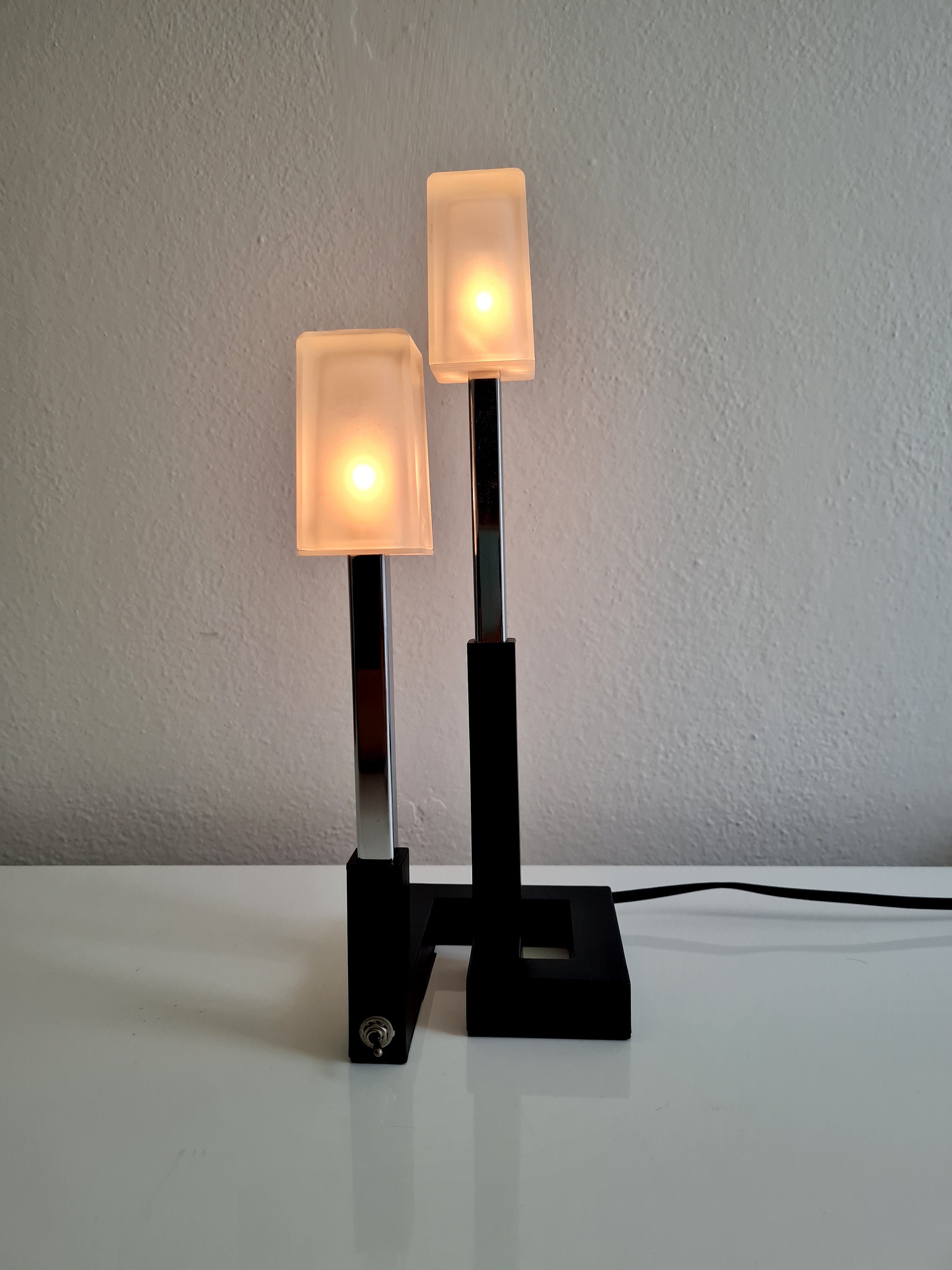 Vintage Post Modern Ikea Korsby Chrome and Glass Table Lamp Vintage Post Modern Ikea Korsby Chrome and Glass Table Lamp