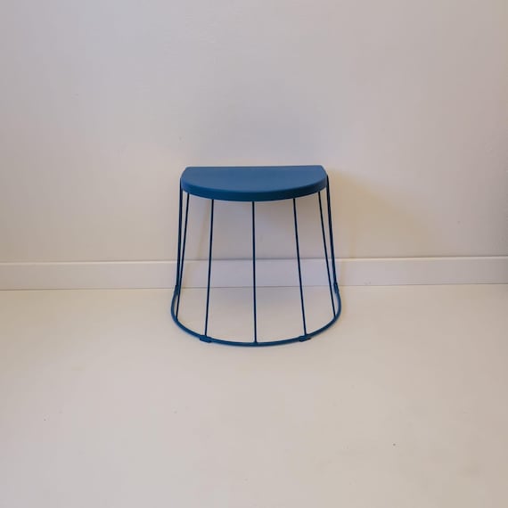 Vintage IKEA TRANARÖ Blue Stool / Side Table – Postmodern Design