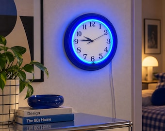Vintage Pop art wall clock with neon