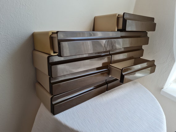 Vintage Plastic Shelf, Mid Century Modern with Drawers, Made in GDR 80s