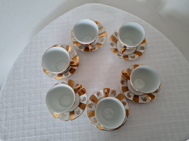Vintage Coffee Czech Porcelain Set 6 Cups and 6 Saucers Made in ...