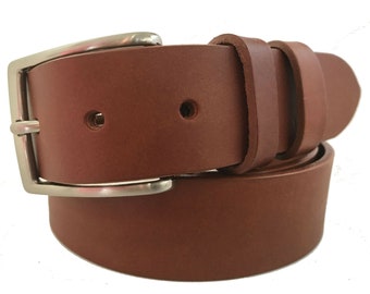 Ceinture homme en cuir italien simple peau cognac 35 mm