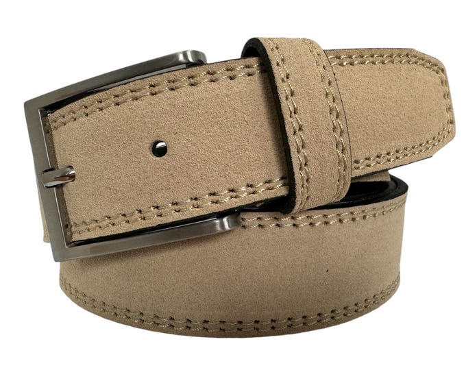 Valentino Men's Flaneuse Suede Belt Beige