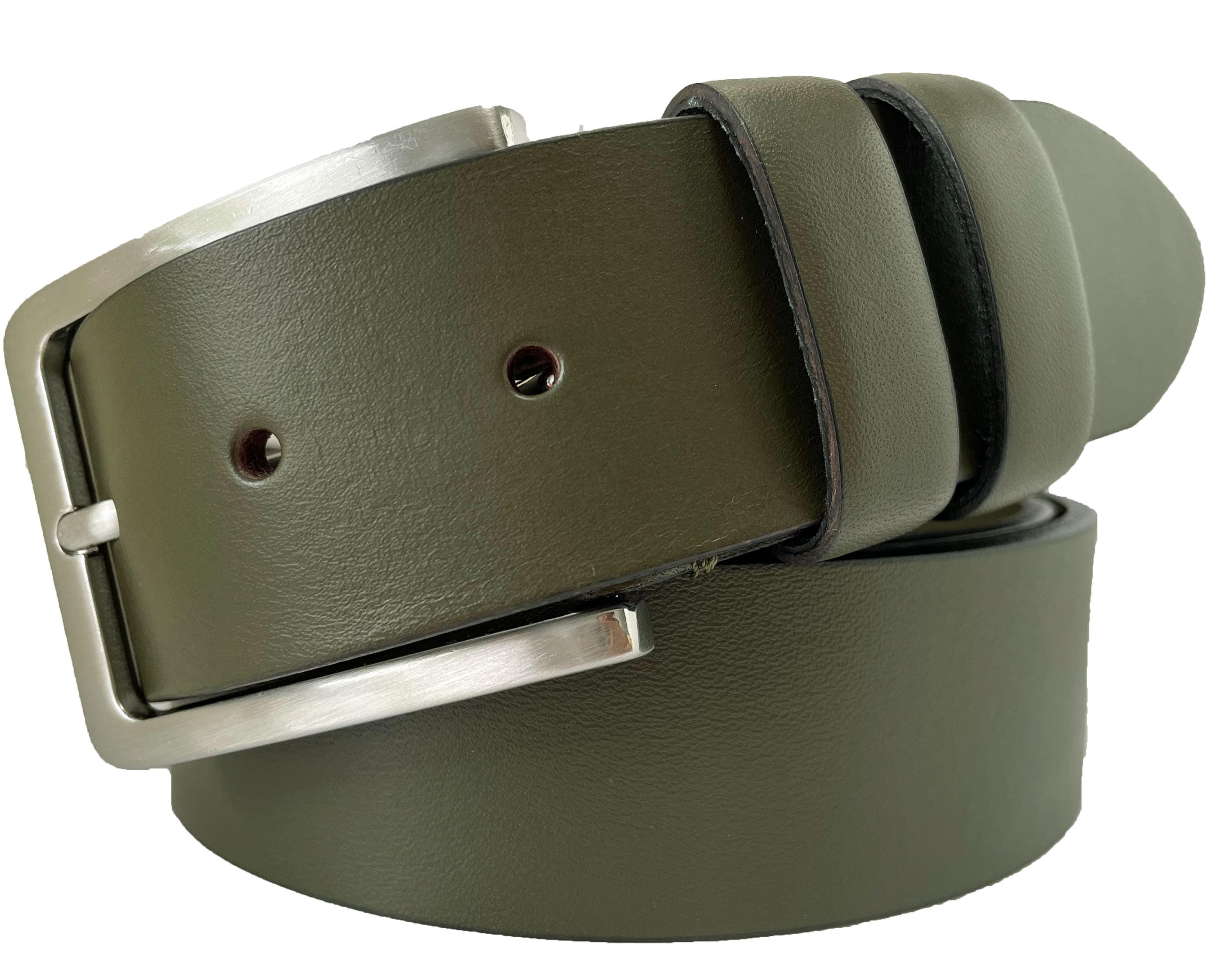 Amazing olive leather + silver hardware belt Buy Men main image 3