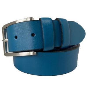 Kobaltblauer klassischer einhautiger Herren Ledergürtel 40 mm