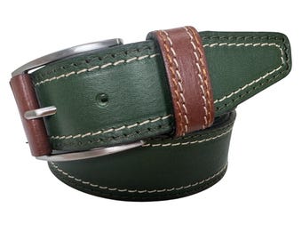 SALE | Green Leather Belt 1 1/4