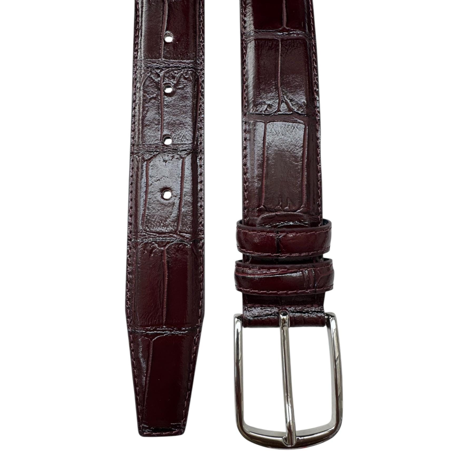 Linea Pelle Made In Italy Genuine Leather Red Croc Print Belt Small Ruby red customizable crocodile belt BRUCLE | Italian elegance main image 4