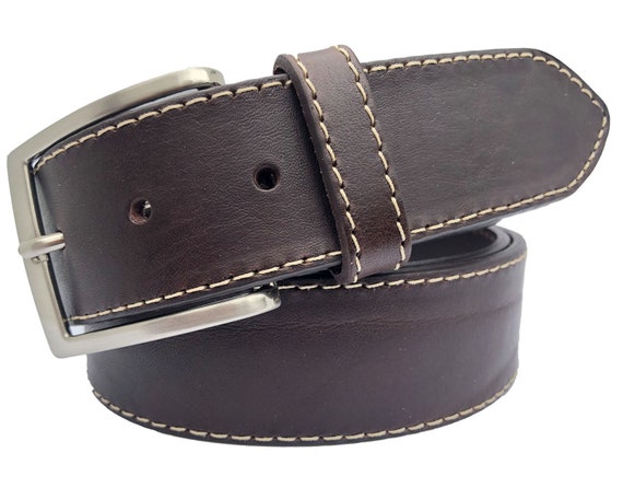 Mens Brown Single Skin Hide Italian Leather Belt Contrast - Etsy