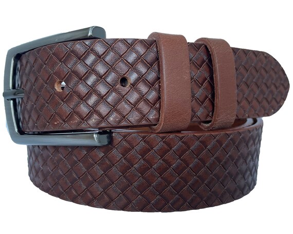 Ceinture Femme En Cuir Italien Marron - Taille 36 (M), Double Boucle, Occasion