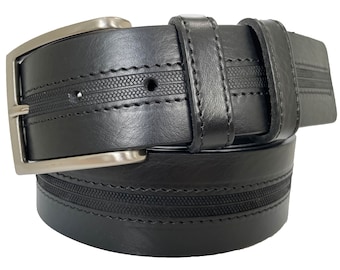 Ceinture noire pour homme en cuir italien, pointe carrée 40 mm