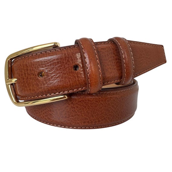 Italian Leather Belt Gold Buckle Black Blue Brown Tan Calf  display picture 2