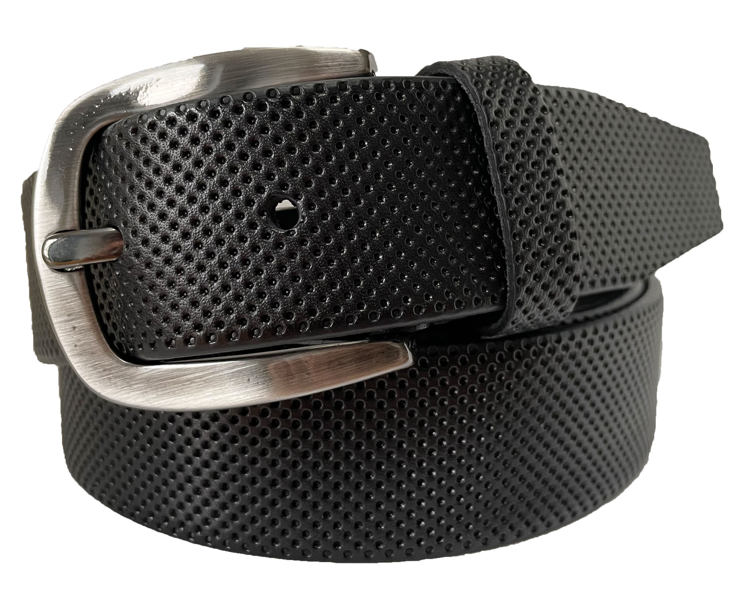 Italian Leather Belt Black Perforated Leather 35mm - Etsy display picture 3