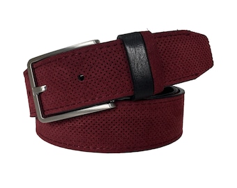 Cintura Uomo In Pelle Scamosciata Blu Exibit - Foto 8