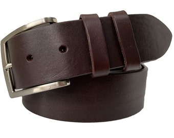 Mens dark brown single skin hide Italian hide leather belt  40mm