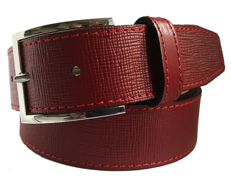 Italian Saffiano Calf Leather Belt Red 35mm - Etsy