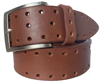 Tan single skin hide Italian hide leather belt 40mm