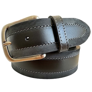 Herren Black Stone Washed Single Skin Hide Italienischer Ledergürtel 40 mm