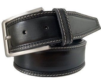 Limited Black Genuine Italian Leather USA Made Silver Buckle Belt Size Medium Limited Black Genuine Italian Leather USA Made Silver Buckle  main image 4