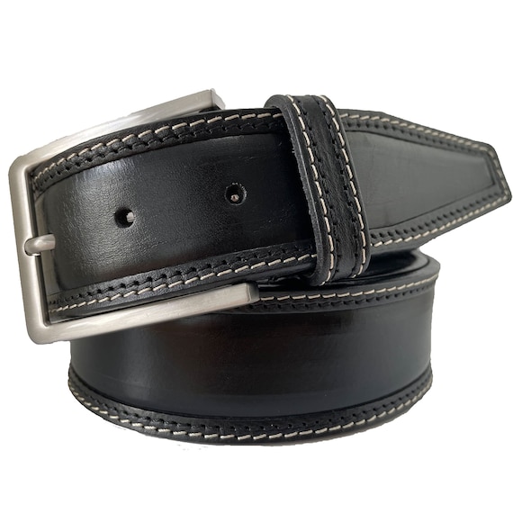 Mens Black Single Skin Hide Italian Hide Leather Belt 40mm
