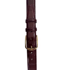 Italian Leather Burgundy Ox Blood Crocodile Print Belt Gold Buckle 35mm image 2