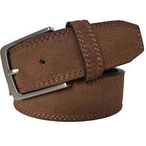 Mens Italian suede belt  Brown 40mm