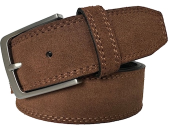 Mens Italian suede belt  Brown 40mm