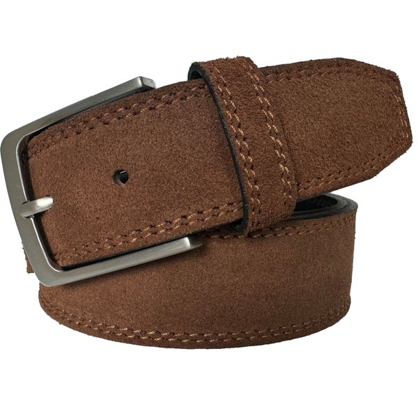 Mens Italian suede belt  Brown 40mm