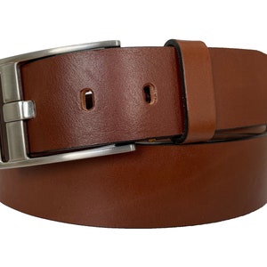 Mens Cogan Tan single skin Italian hide leather belt  flat prong buckle 40mm