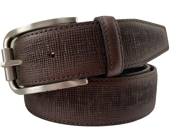 Italian Leather Belt Brown Embossed 35mm - Etsy display picture 1