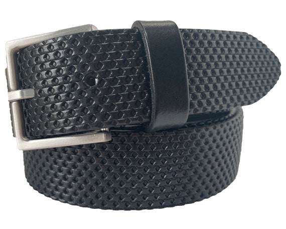 Italian Leather Belt Black Single Skin Hide Leather Embossed  display picture 1