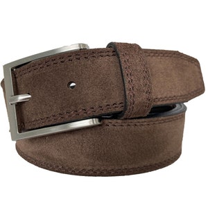 Mens Italian suede belt  Brown 35mm