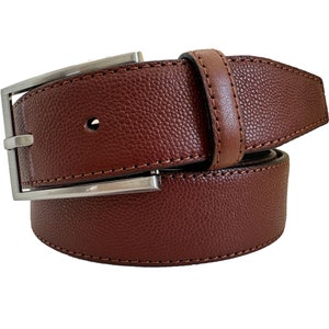 Italian Calf  Leather Belt Cognac Tan  Pebble Embossed 35mm
