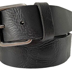 Mens Black Single Skin Distressed Italian Hide Leather Belt 40mm