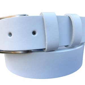 Mens white single skin hide Italian hide leather belt  40mm