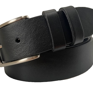 Zwarte leren herenriem met enkele huid, Italiaanse stierenleer, 35 mm