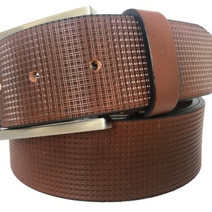 Italian Leather Belt Cognac Tan Single Skin Hide Leather Micro Embossed 40mm