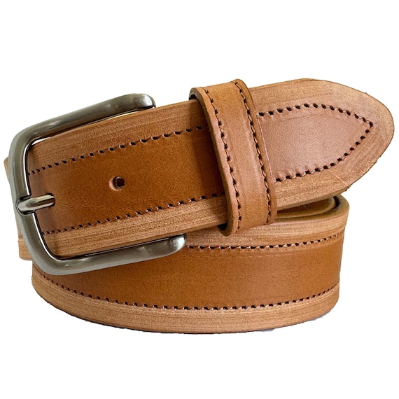 Trafalgar Men's Center Sttch talan Leather Dress Belt - 32 / Brown
